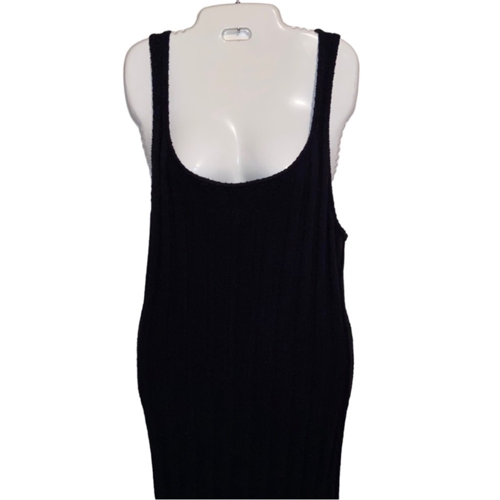 Free People Beach Santos Knit Sweater Midi Dress Womens Large Boho Ribbed Black - Picture 9 of 15